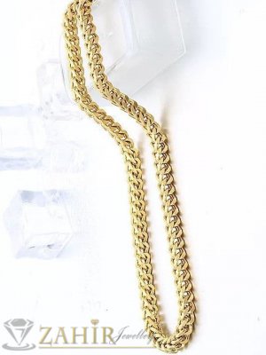 Дизайнерски стилен ланец от стомана стабилна плетка, широк - 0.5 см, дълъг - 55 см, златно покритие - ML1145